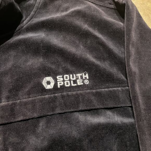 Vintage Y2k Southpole Black Velour Track Jacket - Picture 2 of 3